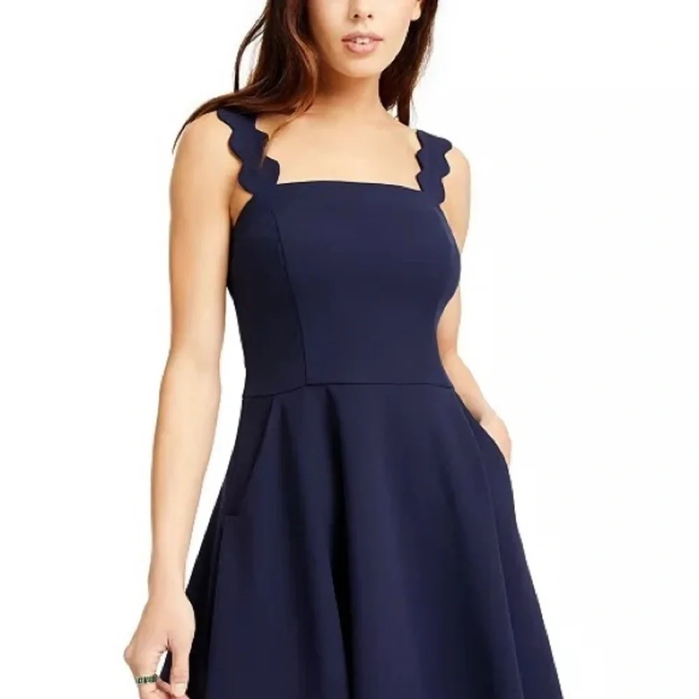 💙NWT,City Vibe from Dillard’s, Navy Blue Fit & Flare w/POCKETS, Cool Straps!